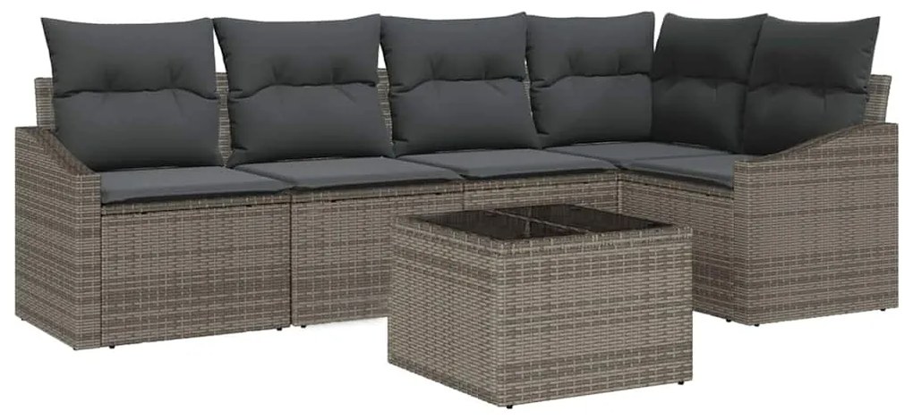vidaXL Σετ Καναπέ Κήπου με μαξιλάρι 6 pcs Ανοιχτό γκρι συνθετικό ρατάν