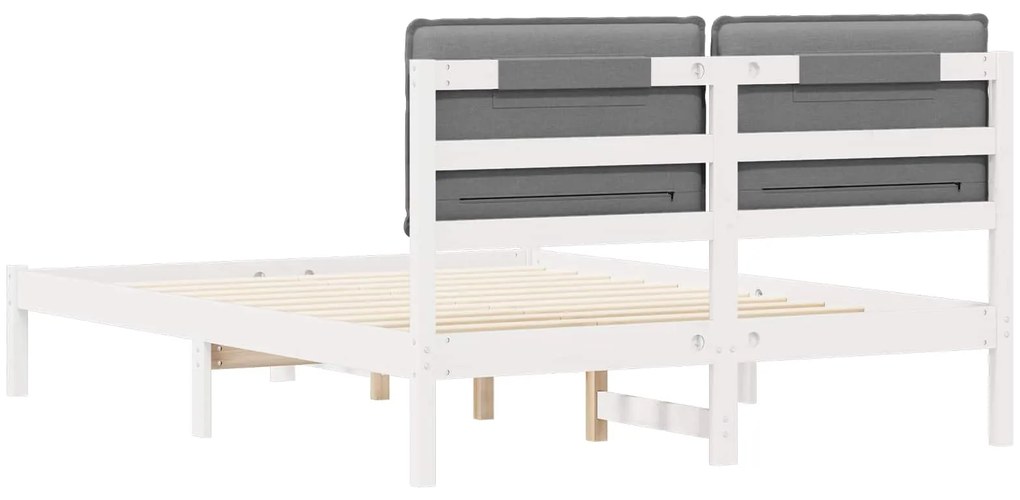 vidaXL Σκελετός Κρεβατιού με Επενδεδυμένο Κεφαλάρι Ανοιχτό γκρι