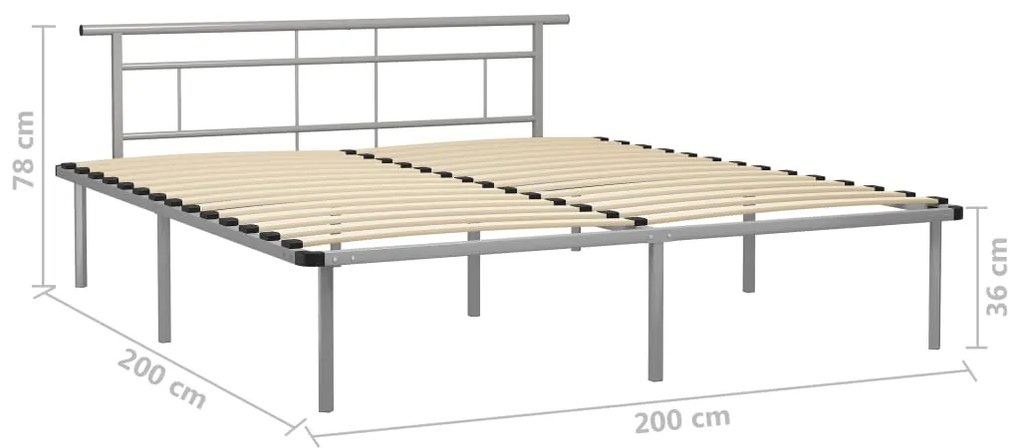 vidaXL Πλαίσιο Κρεβατιού Γκρι 200 x 200 εκ. Μεταλλικό