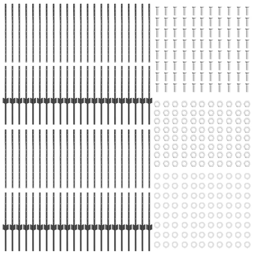 vidaXL Ασημένιοι Πόλοι Φράχτη 44 pcs Γκρι Ατσάλι