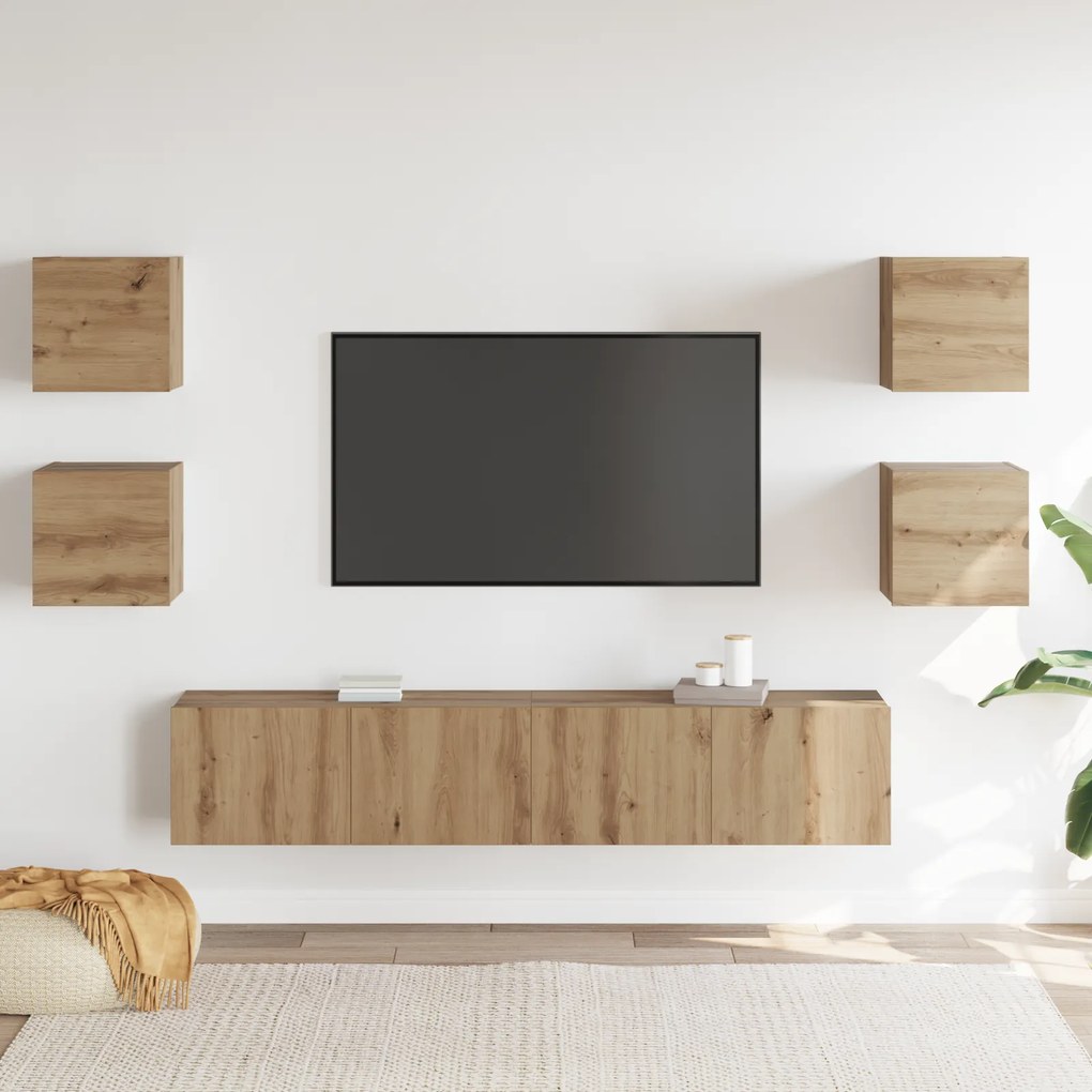 vidaXL Σετ επίπλου τηλεόρασης 6 pcs Καφέ 160 x 30 x 30 εκ.