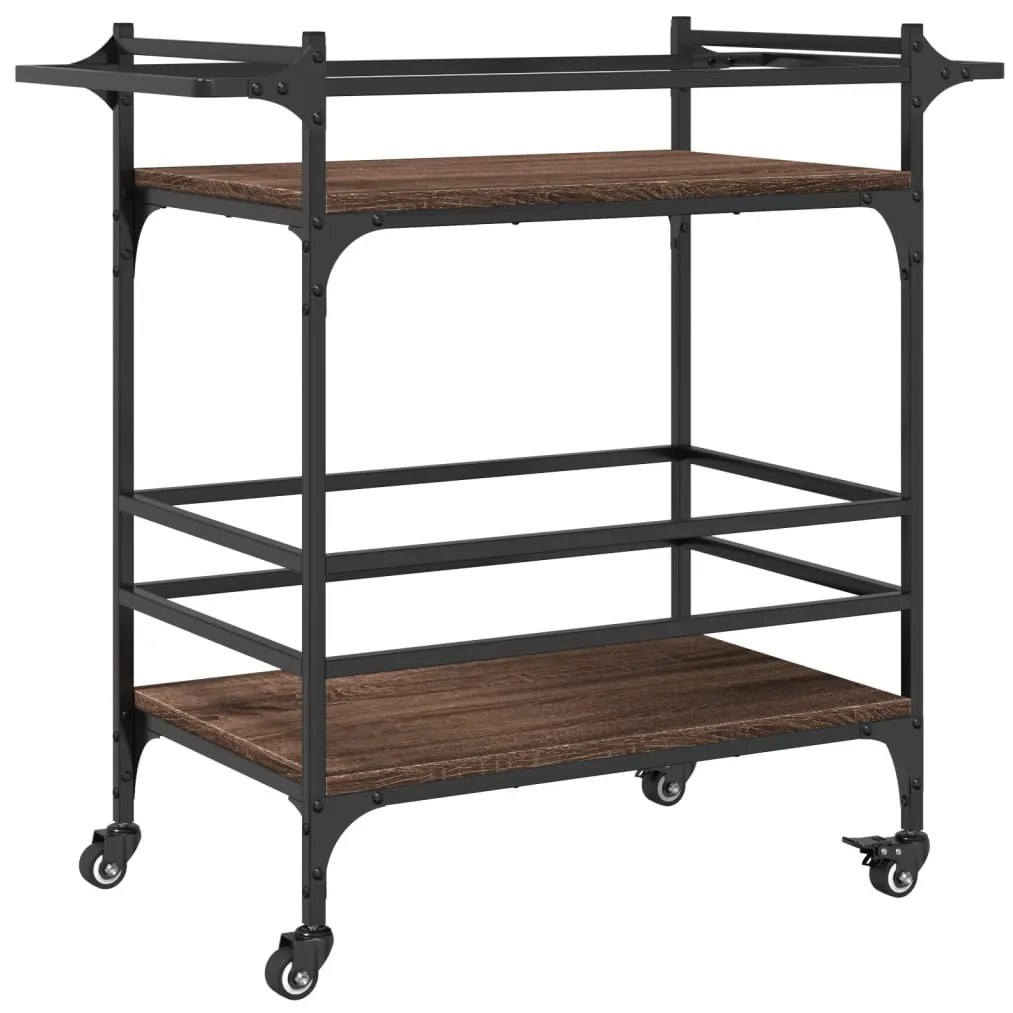 vidaXL Τρόλεϊ Κουζίνας Καφέ Δρυς 82x40x78,5 εκ. από Επεξεργασμένο Ξύλο