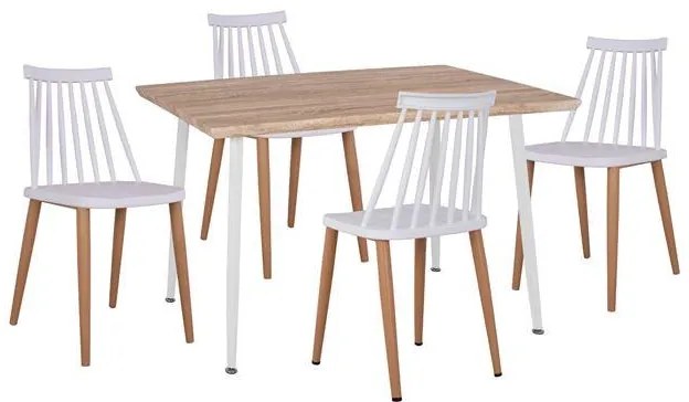 Σετ τραπεζαρίας C11024.01 5τμχ. με Τραπέζι Sonama 120x70x76.5εκ. &amp; Καρέκλες Vanessa Λευκές