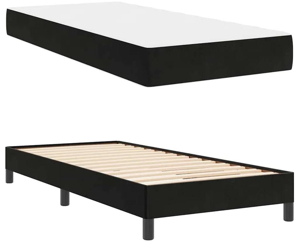 vidaXL Κρεβάτι box spring με στρώμα Μαύρο 80 x 200 cm Βελούδο