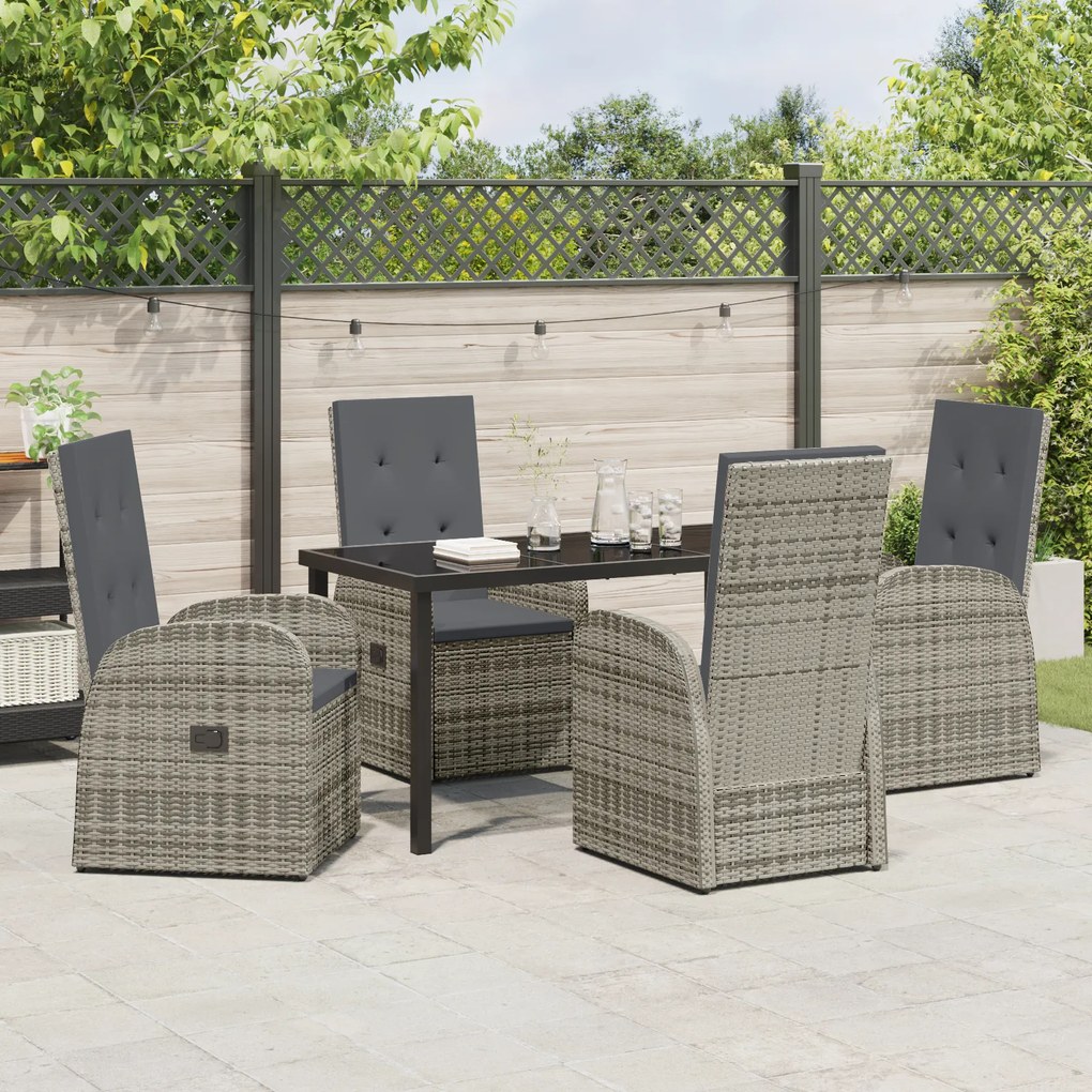 vidaXL Ρυθμιζόμενες Καρέκλες Κήπου 5 pcs Γκρι 140 x 70 x 73 cm