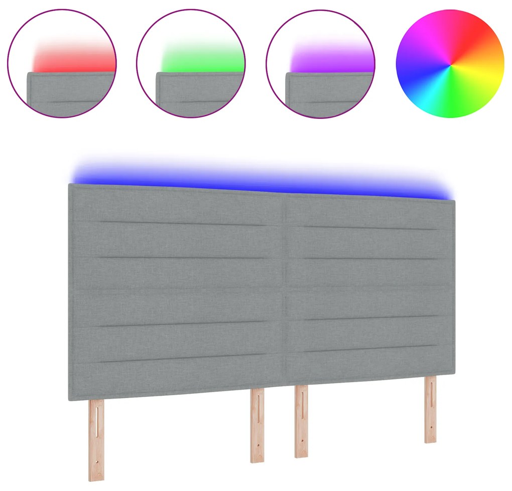 vidaXL LED Κεφαλάρι Σχεδιασμού Γραμμών Ανοιχτό Γκρι 90 εκ Ύφασμα