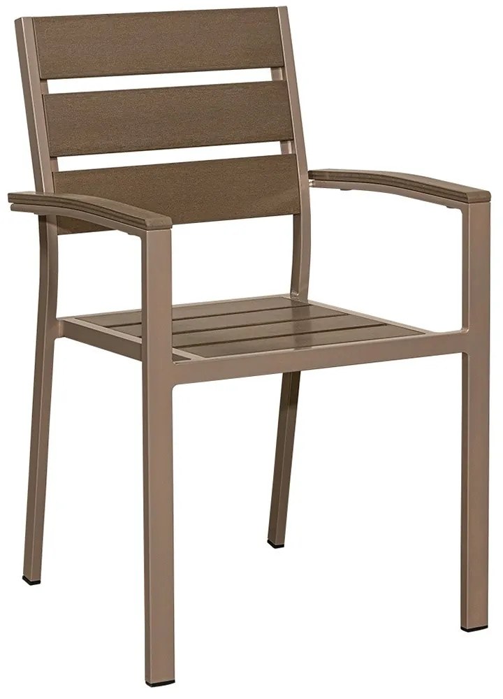 Πολυθρόνα Αλουμινίου Με Polywood 223917 57x58x88cm Taupe-Brown