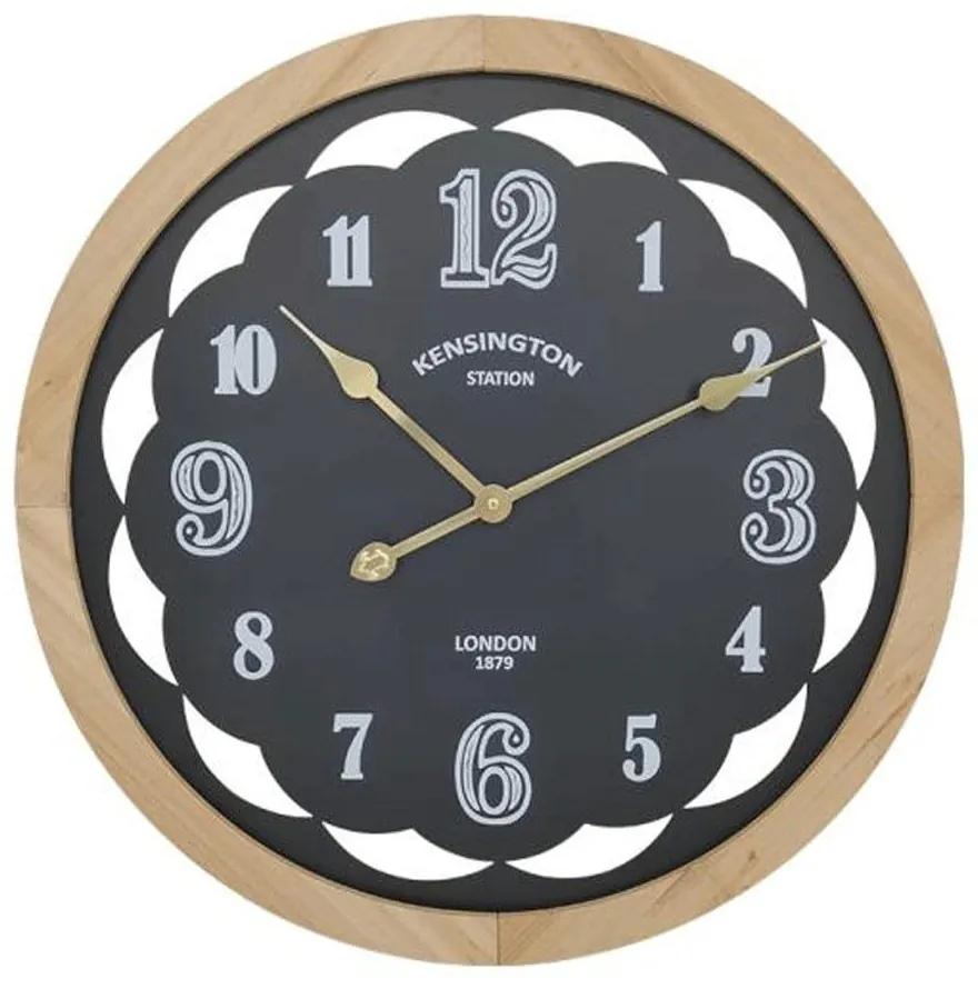 Ρολόι Τοίχου 125-124-358 60x5cm Black-Brown Mdf,Μέταλλο