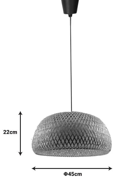 Φωτιστικό οροφής μονόφωτο Kalro Inart E27 φυσικό μπαμπού Φ45x170εκ