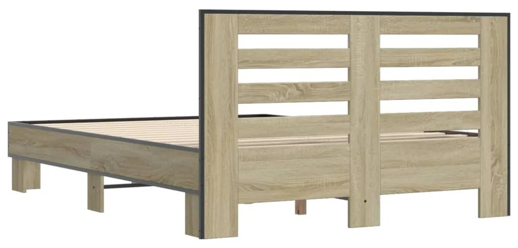 vidaXL Πλαίσιο Κρεβατιού Sonoma Δρυς 140x200 εκ. Επεξ. Ξύλο &amp; Μέταλλο