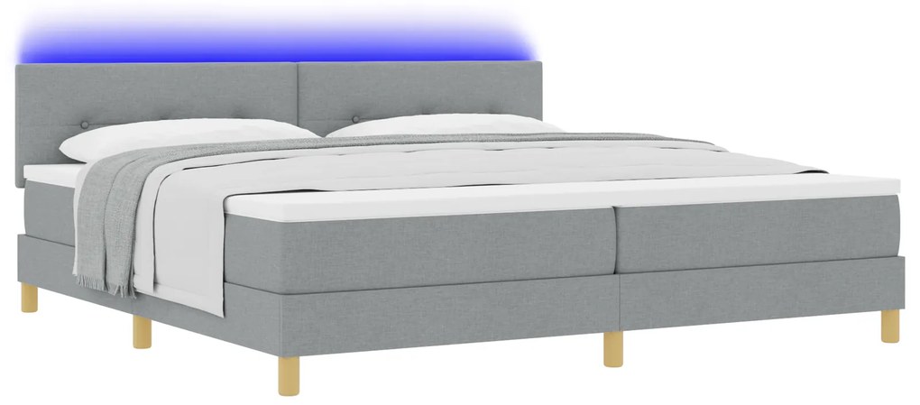 vidaXL Κρεβάτι με Σπαστό Στηρίγμα και Στρώμα & LED Ανοιχτό Γκρι 200x200 εκ. Ύφασμα