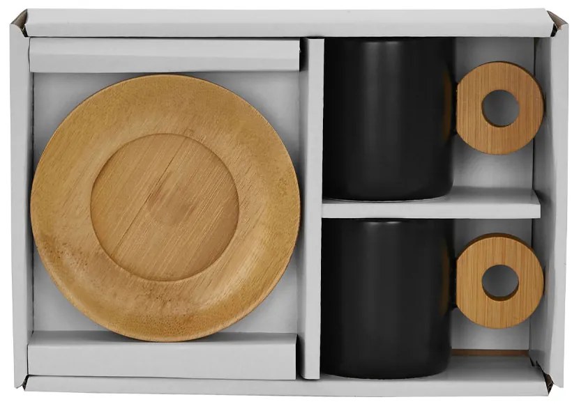 NORDIC ΚΟΥΠΑ ESPRESSO SET 2 ΤΜΧ ΠΟΡΣΕΛΑΝΗ BAMBOO ΜΑΥΡΟ ΦΥΣΙΚΟ 20x14xH6,5cm - 030032