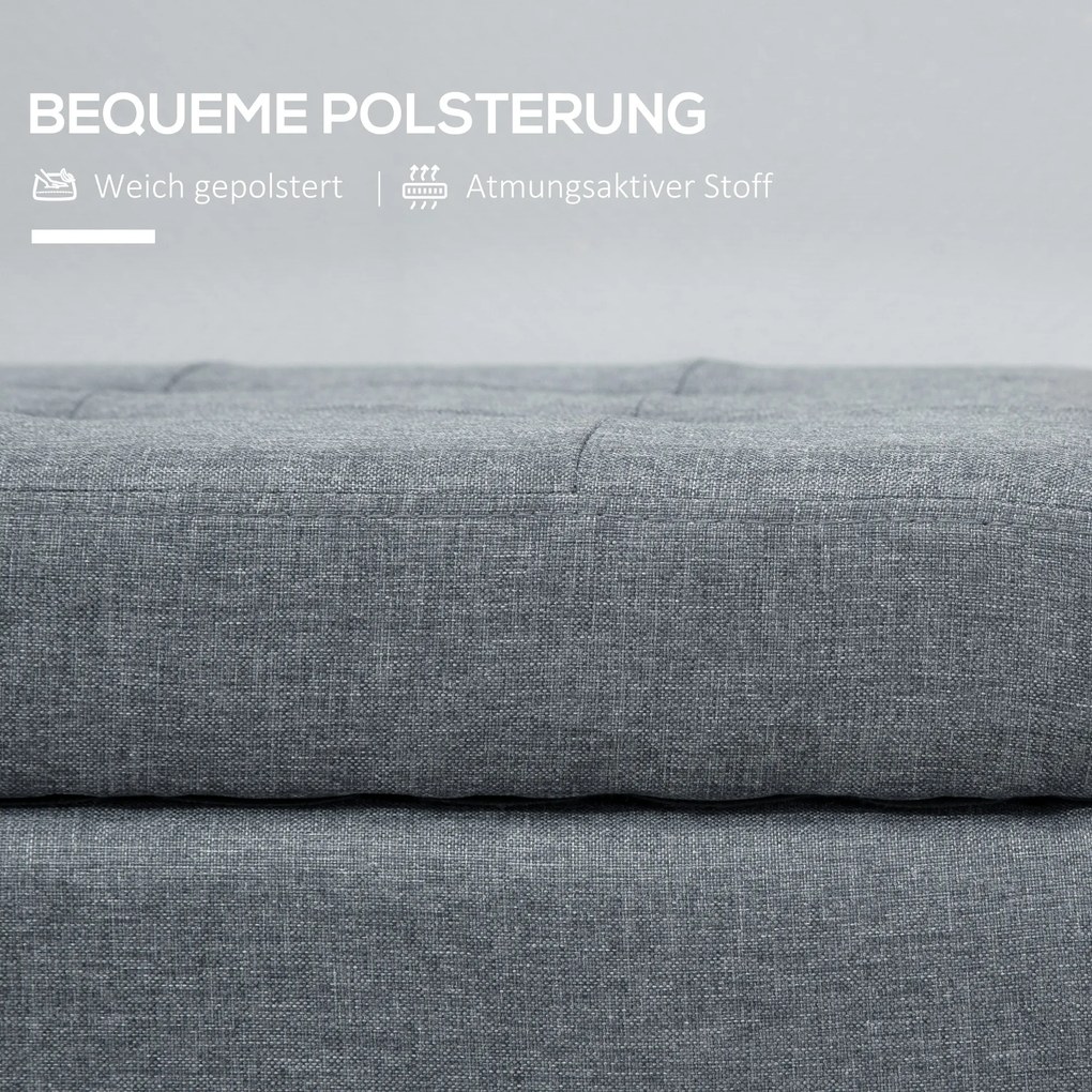 Πάγκος με Αποθηκευτικό Χώρο, Οθωμανικό, Πάγκος Εισόδου, Κουμπωτό, 125,1 cm x 48,9 cm x 41,3 cm, Γκρι