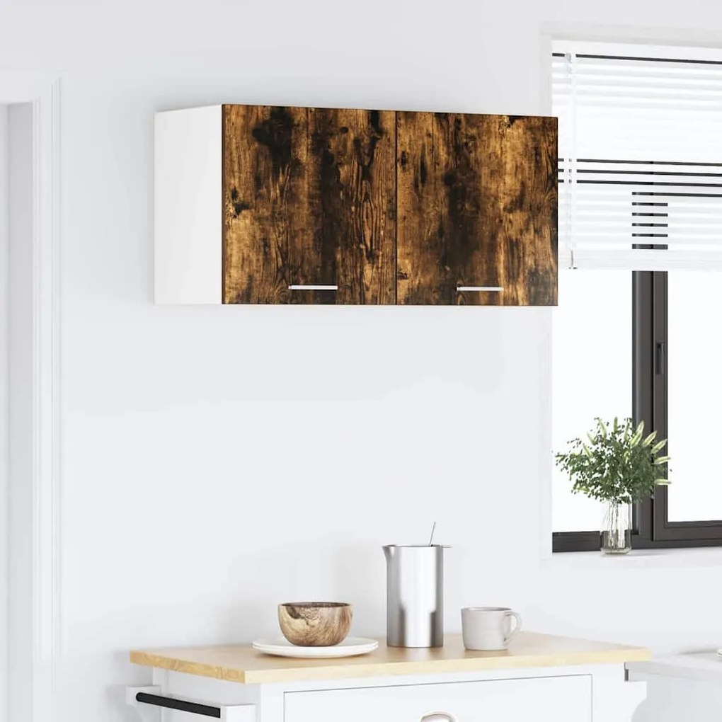 vidaXL Κρεμαστό ντουλάπι με πόρτα Riga Καπνιστό Δρύς 80 x 31 x 40 εκ