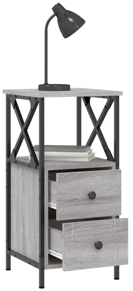 vidaXL Κομοδίνα 2 Τεμ. Γκρι Sonoma 34x35,5x70 εκ. Επεξεργασμένο Ξύλο