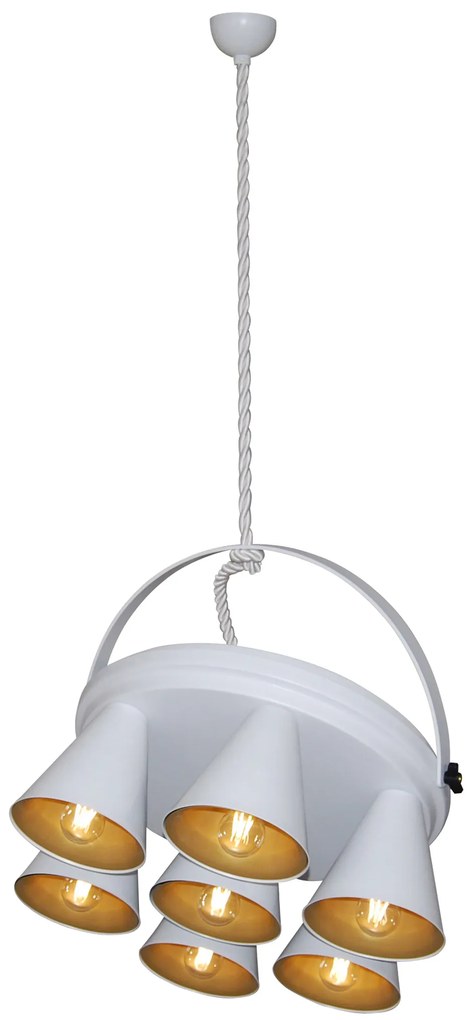 Φωτιστικό Οροφής  HL-3578-1A BRANDON WHITE &amp; MAT GOLD PENDANT - 21W - 50W - 77-3998