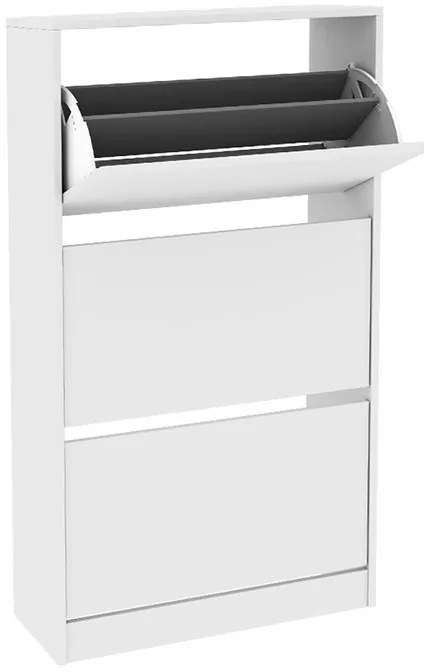Παπουτσοθήκη μελαμίνης Flat Duo Megapap 18 ζεύγων σε χρώμα λευκό 73x26x119εκ.