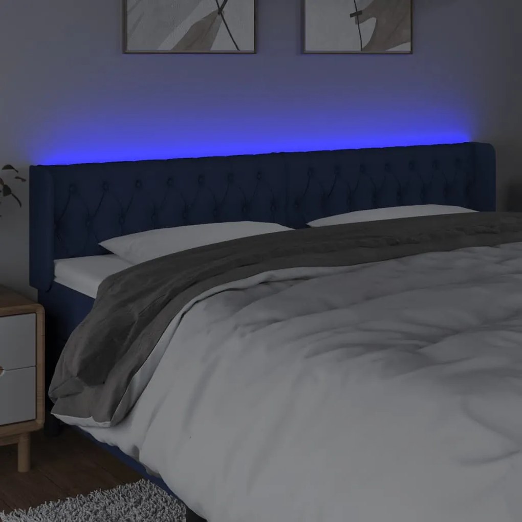 vidaXL Κεφαλάρι Κρεβατιού LED Μπλε 203x16x78/88 εκ. Υφασμάτινο