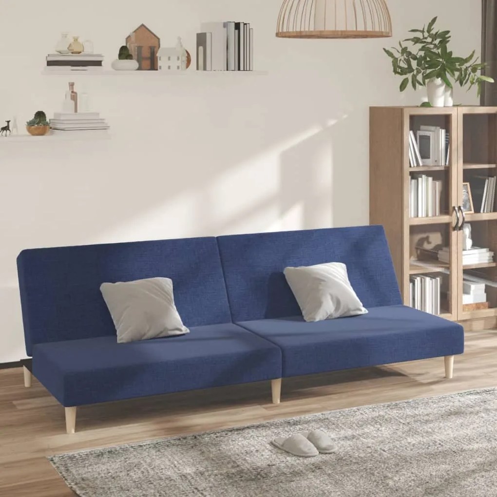 vidaXL Καναπές Κρεβάτι Διθέσιος Μπλε Υφασμάτινος