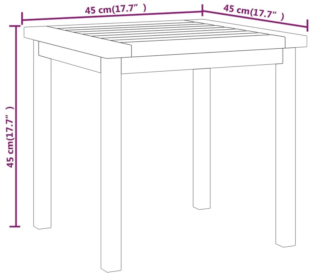 vidaXL Τραπεζάκι Βοηθητικό 45 x 45 x 45 εκ. από Μασίφ Ξύλο Teak