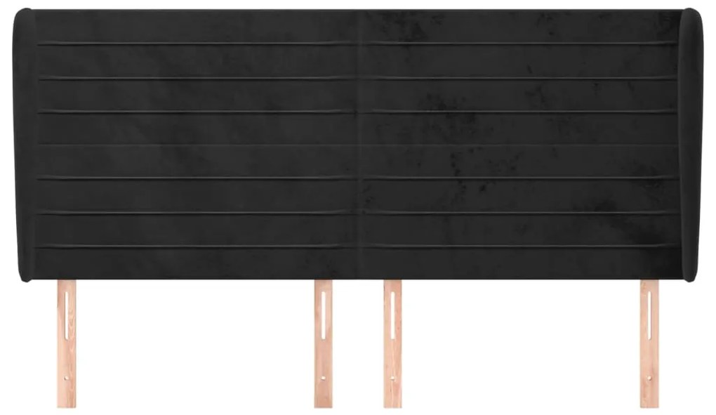 vidaXL Κεφαλάρι με Πτερύγια Μαύρο 203x23x118/128 εκ. Βελούδινο