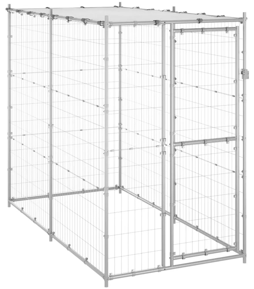 Κλουβί Σκύλου Εξ. Χώρου Γαλβαν. Χάλυβας 110x220x180εκ Στέγαστρο