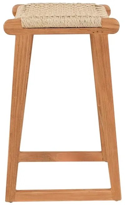 Σκαμπό Kuza σκελετός teak ξύλο και σχοινί σε φυσική απόχρωση 40x42x66εκ 40x42x66 εκ.