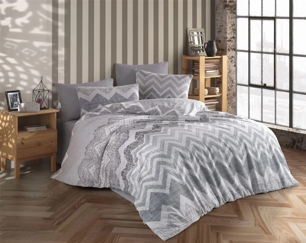 Σεντόνια Σετ 3 τεμ Polycotton Εμπριμέ Μονά Αθηνά 405 160X240 Grey DimCol