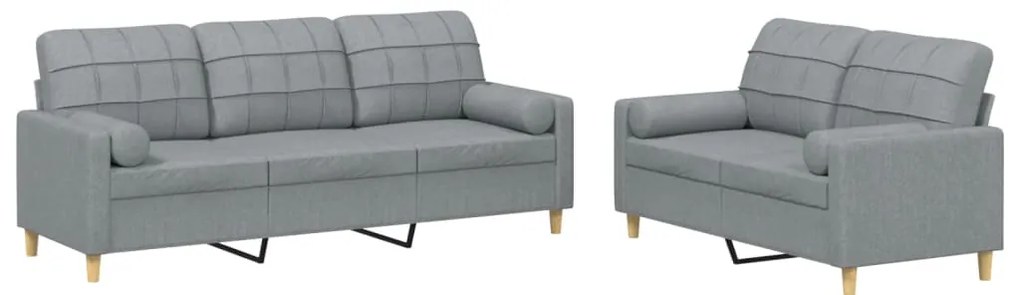 vidaXL Σετ Σαλονιού 2 Τεμαχίων Αν. Γκρι Υφασμάτινο με Μαξιλάρια