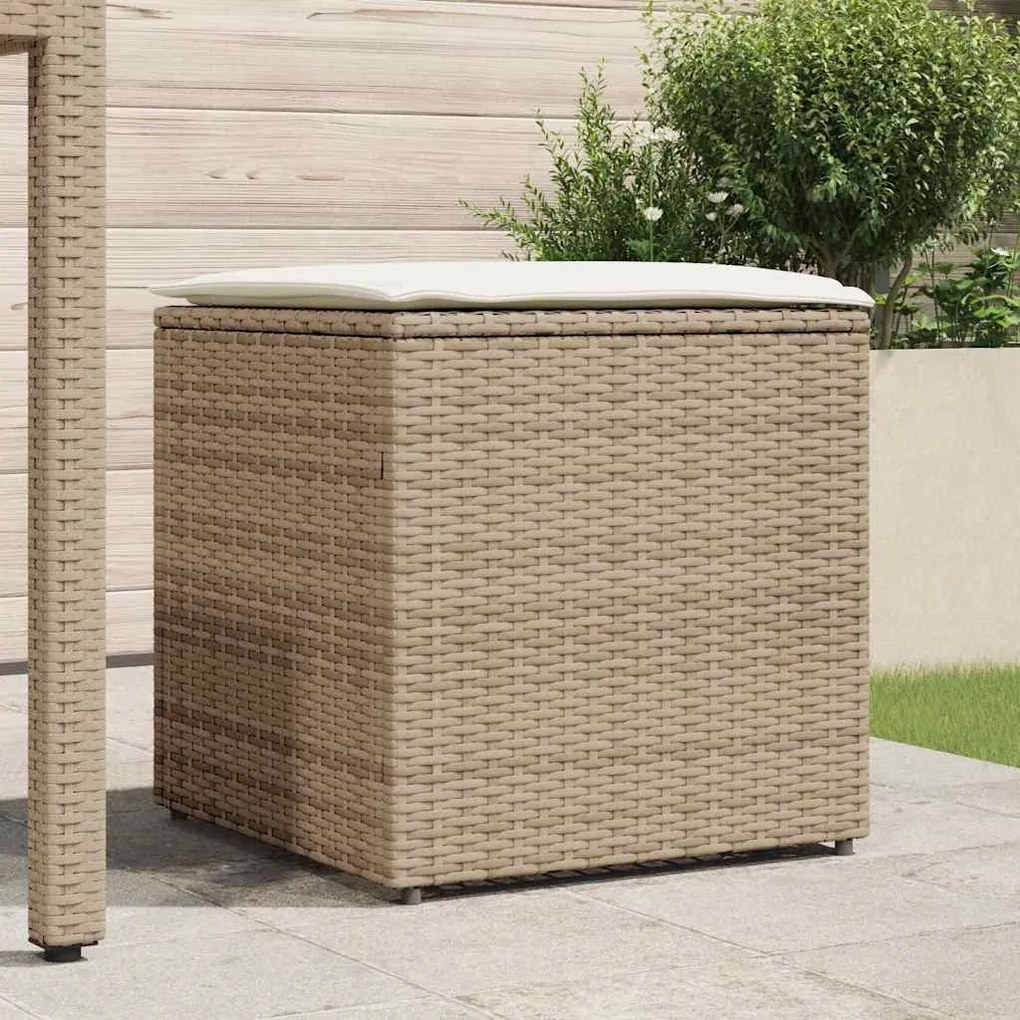 vidaXL Κουτί Μαξιλαριών Μπεζ 50 x 50 x 50 cm συνθετικό ρατάν
