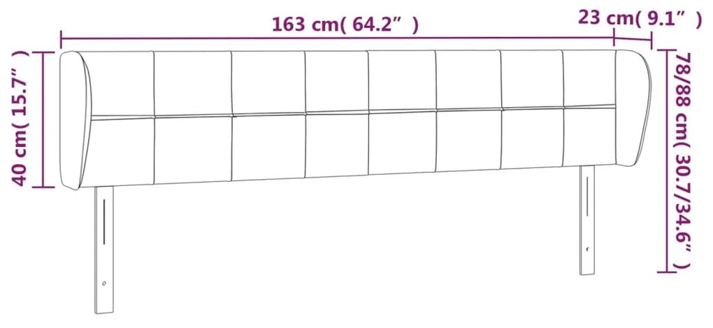 Κεφαλάρι με Πτερύγια Ανοιχτό Γκρι 163x23x78/88 εκ. Βελούδινο 3117198