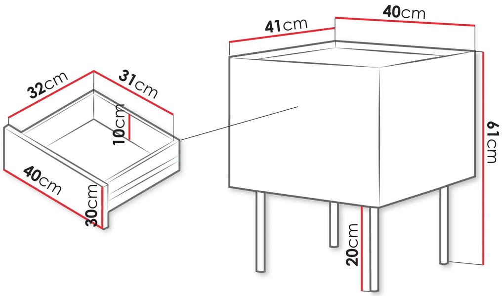 Σετ 2 κομοδίνα Fellini-Menta