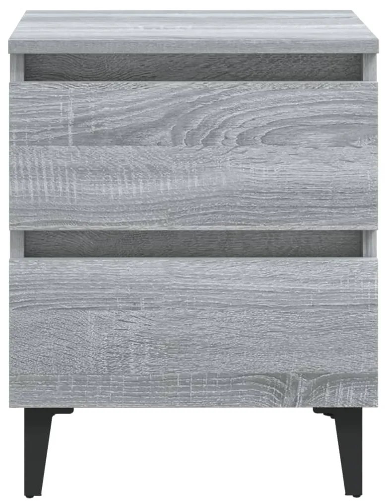 vidaXL Κομοδίνα 2 τεμ. Γκρι Sonoma 40 x 35 x 50 εκ. με Μεταλλικά Πόδια