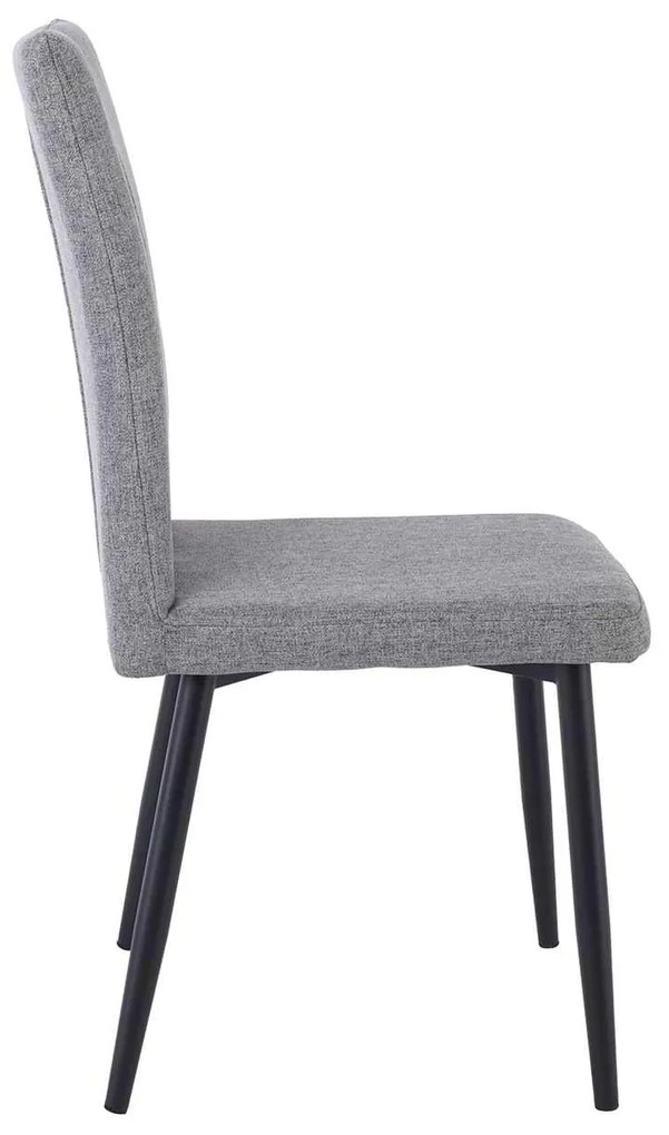 Καρέκλα Μεταλλική MINA Μαύρη/Ύφασμα Grey-Brown 43x56x97cm (Σετ 6 ΤΕΜ)