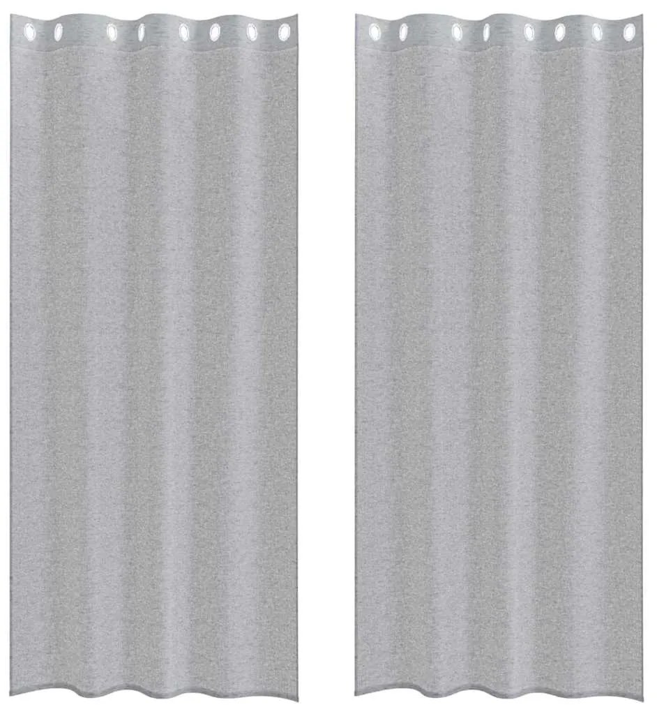 vidaXL Κουρτίνες με κουρτίνες 2 pcs Σκούρο γκρι 140x175cm Πολυεστέρας