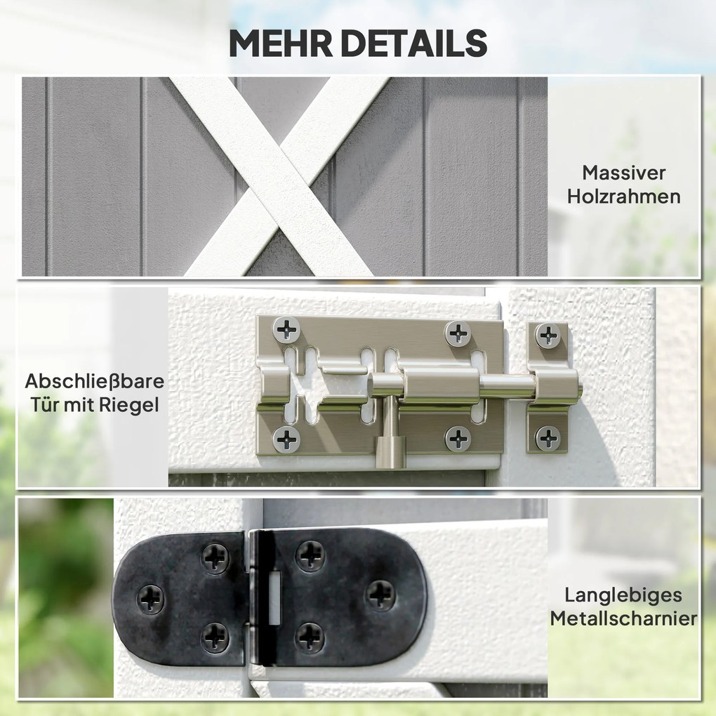 Outsunny Αποθήκη Εργαλείων με Ράφια ανθεκτική στις καιρικές συνθήκες 75 x 56 x 115cm Γκρι