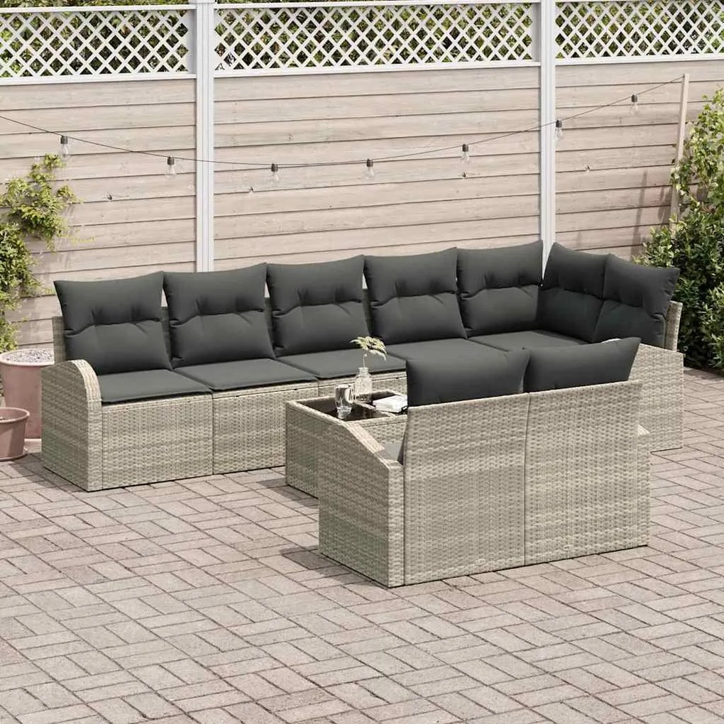 vidaXL Σετ Καναπέ Κήπου 9 pcs 289 x 124 x 85 εκ. Πολυ ράταν
