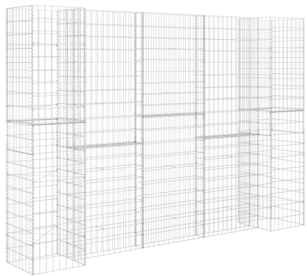 vidaXL Συρματοκιβώτιο Γλάστρα Σχήμα «Η» 260x40x180 εκ. Ατσάλινο Σύρμα