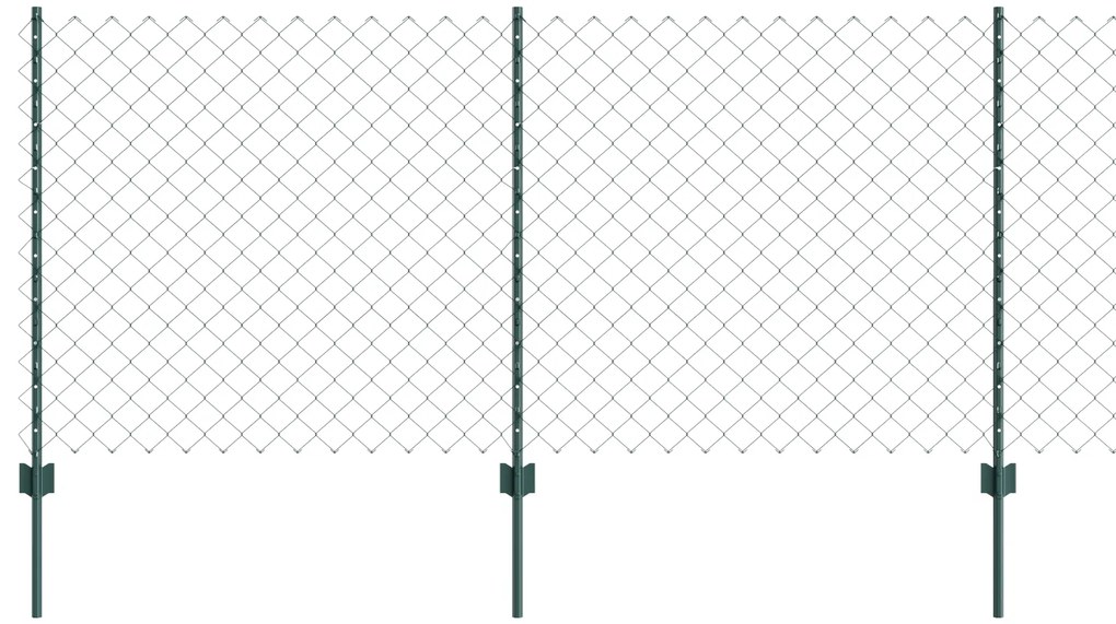 vidaXL Φράκτης Chain Link με 10 U Πόλους Πράσινος 1x10 μ Ατσάλι