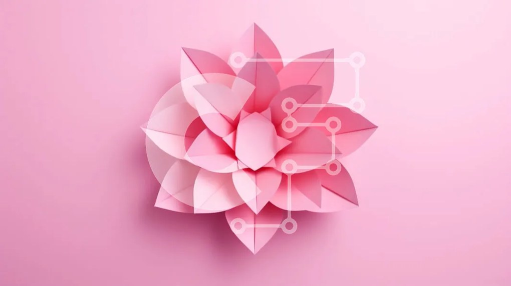 Intra Συλλεκτικό Ξύλινο Παζλ Plywood  4mm - Ροζ Origami Λουλούδι Lotus σε ροζ φόντο Σε Ξύλινο Κουτί - Διαστάσεις Puzzle: 10x10 cm – 25 κομμάτια