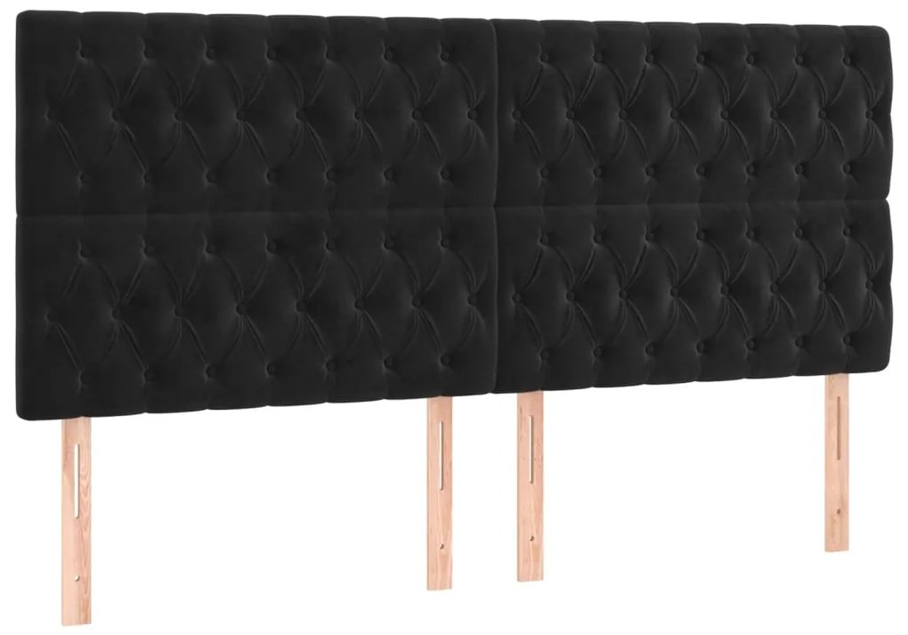 vidaXL Κεφαλάρια Κρεβατιού 4 τεμ. Μαύρο 100x7x78/88 εκ. Βελούδινο