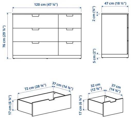 NORDLI συρταριέρα με 6 συρτάρια, 120X76 cm 092.394.98