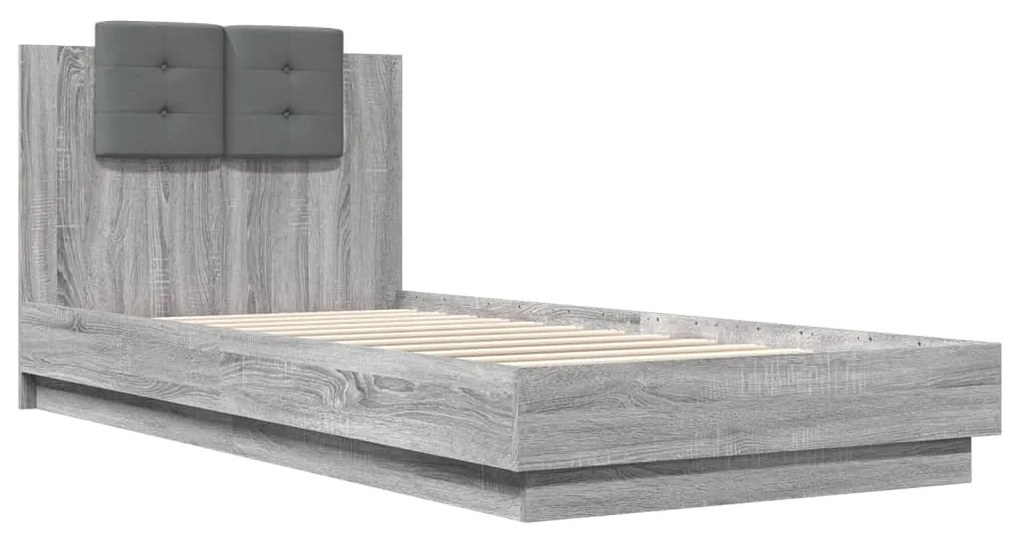 vidaXL Πλαίσιο Κρεβατιού με Κεφαλάρι Γκρι Sonoma 90x200 εκ. Επεξ. Ξύλο