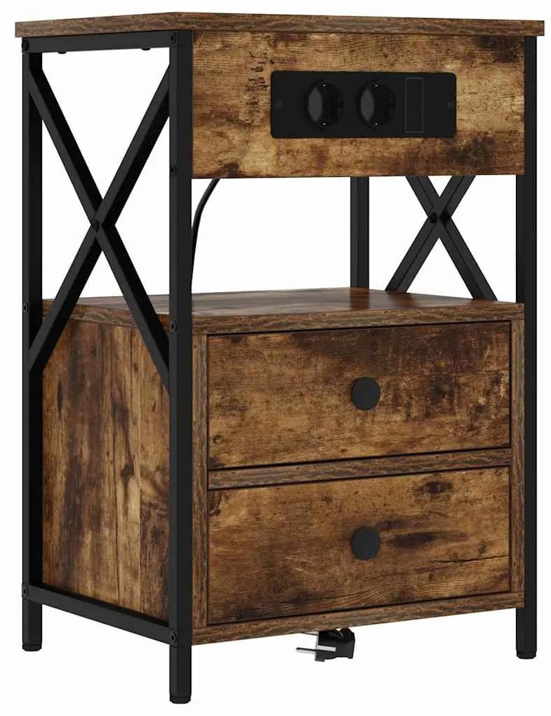 vidaXL Κομοδίνο Καπνιστό Δρύς 40 x 31 x 60 εκ. Επεξεργασμένο ξύλο