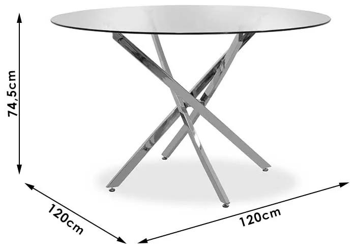 Τραπέζι στρόγγυλο Steve pakoworld με γυάλινη επιφάνεια διαφανές Φ120x74,5εκ