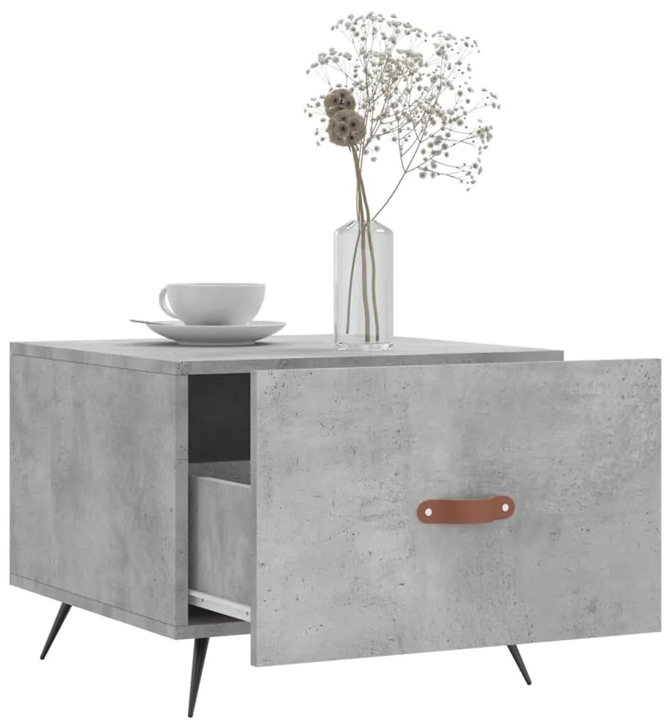 vidaXL Τραπεζάκι Σαλονιού Γκρι Σκυροδ. 50 x 50 x 40 εκ. Επεξεργ. Ξύλο