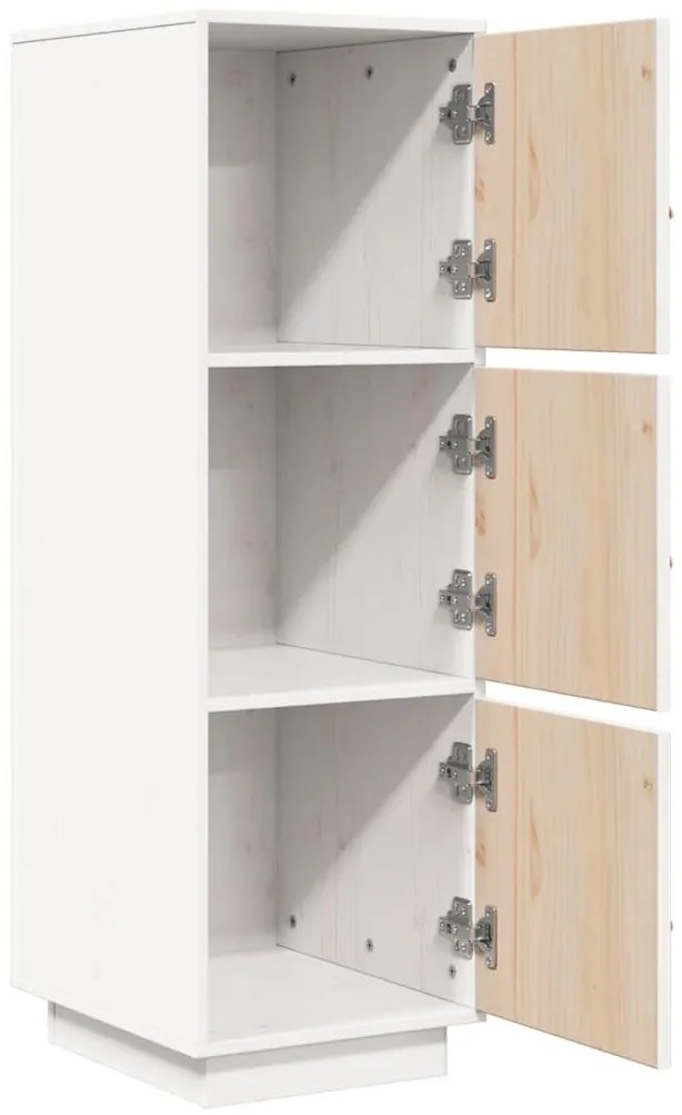 vidaXL Ντουλάπι Ψηλό Λευκό 34 x 40 x 108,5 εκ. από Μασίφ Ξύλο Πεύκου