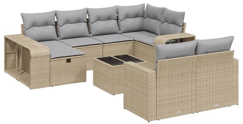 vidaXL Σαλόνι Κήπου Σετ 11 τεμ. Μπεζ Συνθετικό Ρατάν με Μαξιλάρια