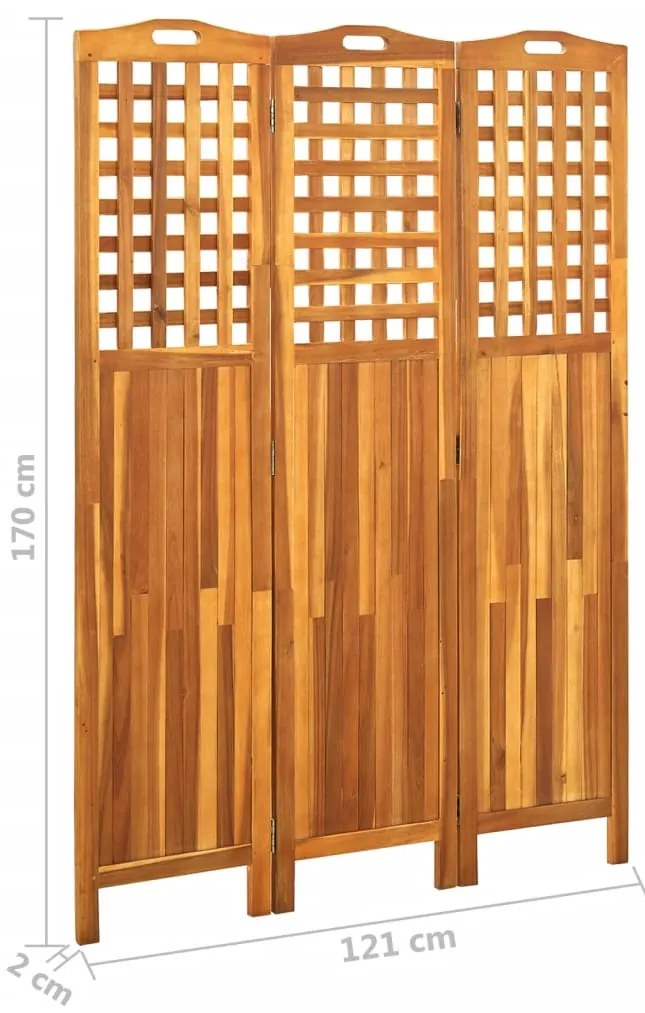 vidaXL Διαχωριστικό Δωματίου 3 Πάνελ 121x2x170 εκ. Μασίφ Ξύλο Ακακίας