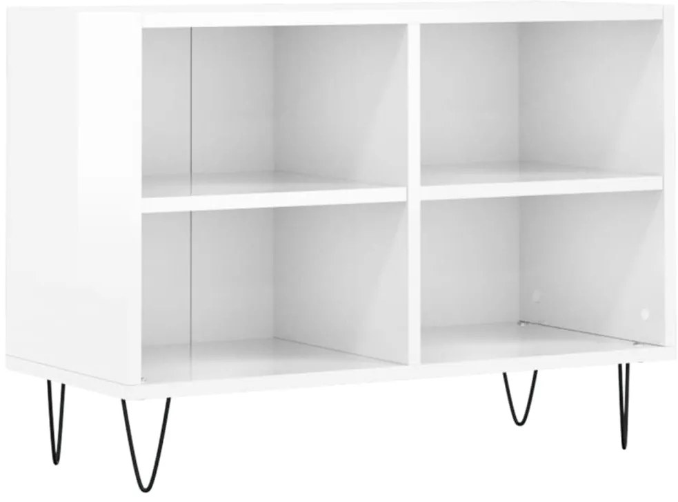 vidaXL Έπιπλο Τηλεόρασης Γυαλ. Λευκό 69,5x30x50 εκ. Επεξεργασμένο Ξύλο